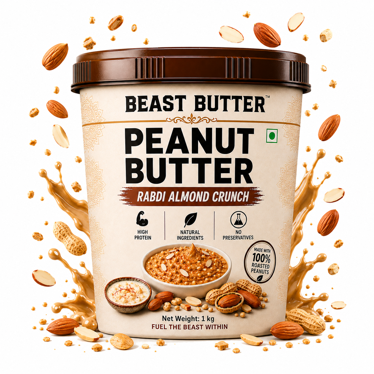 Beast Butter Rabdi Almond Crunch Peanut Butter Jar 1KG